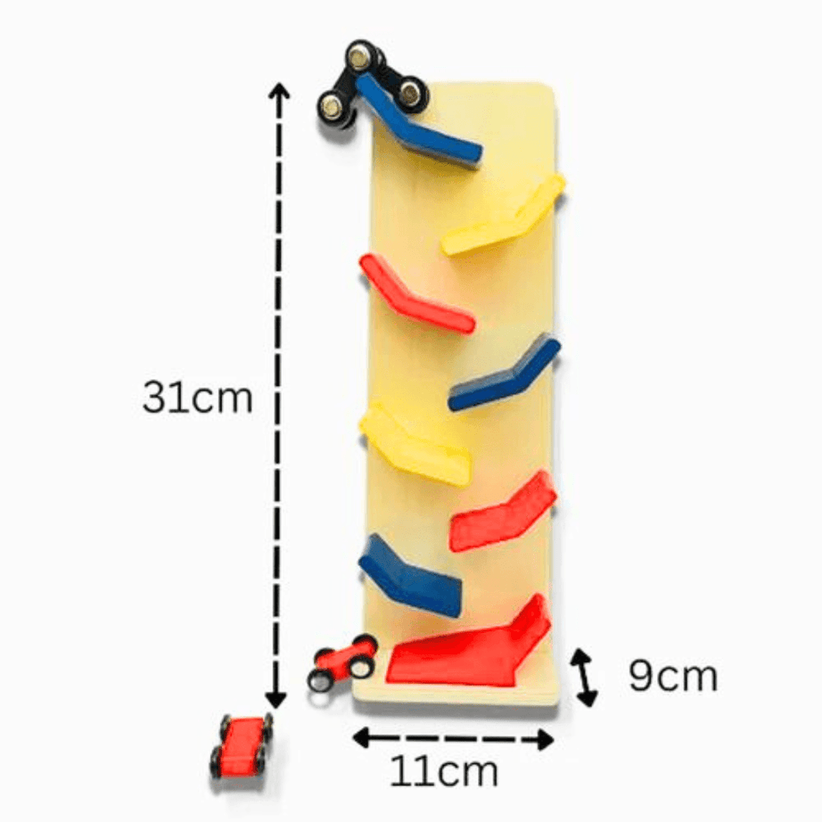 Wooden Small Slippery Cars Race Track playset- Multi Color - Kids Bestie