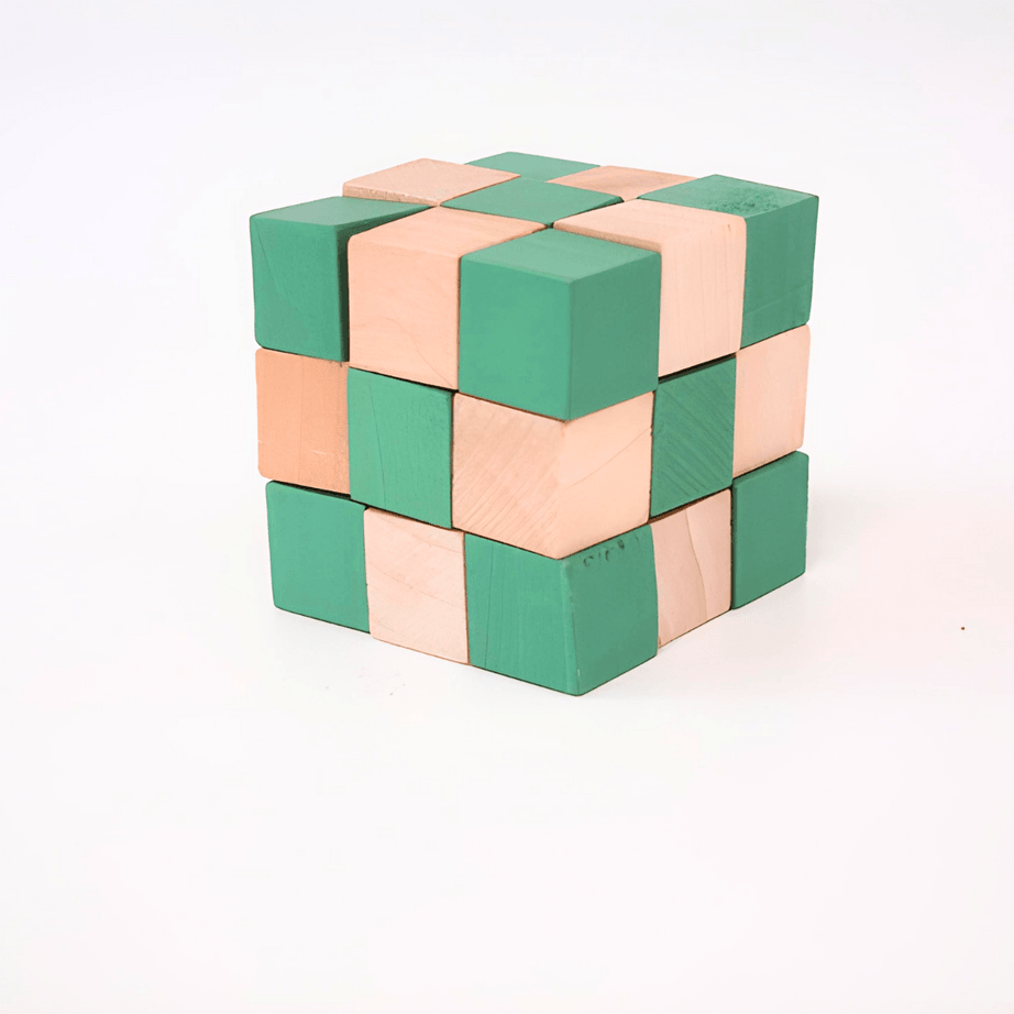 Wooden Snake Cube Twist Puzzle Toy - Green - Kids Bestie