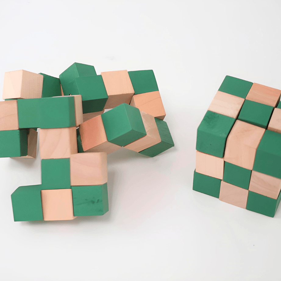 Wooden Snake Cube Twist Puzzle Toy - Green - Kids Bestie