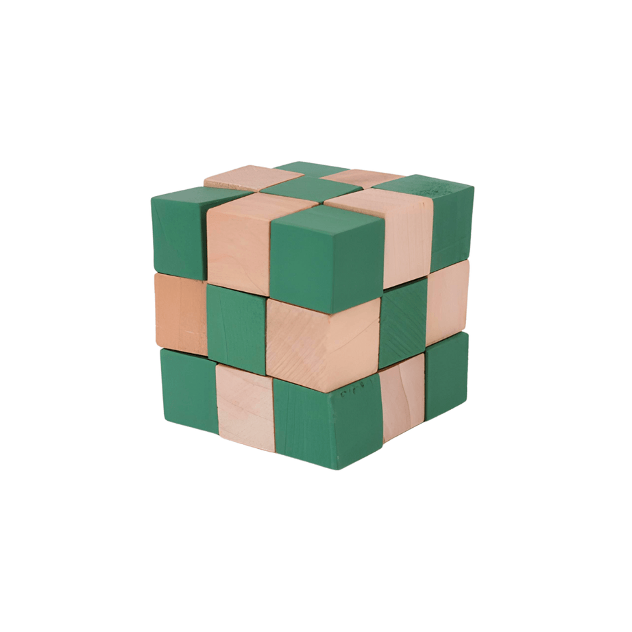 Wooden Snake Cube Twist Puzzle Toy - Green - Kids Bestie