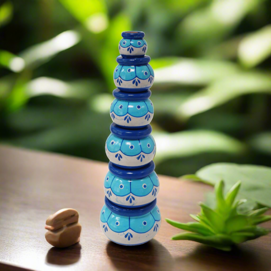 Wooden Stacking Pot Set-6(Random colour and design will be send) - Kids Bestie