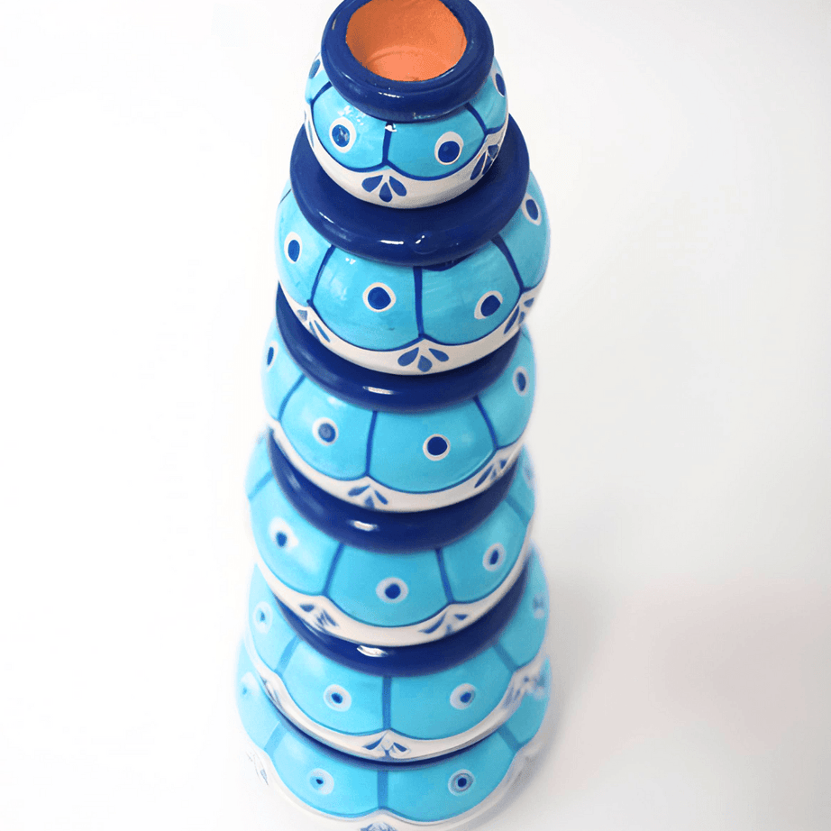 Wooden Stacking Pot Set-6(Random colour and design will be send) - Kids Bestie