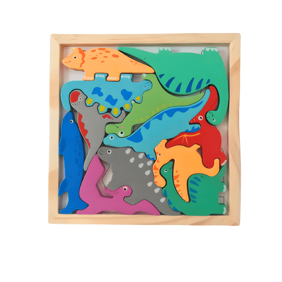 Wooden Stacking Sorting Jigsaw Puzzle Animal Dinosaur Puzzle(Square) for Kids Montessori Knowledgeable Toys for Boys and Girls - Kids Bestie
