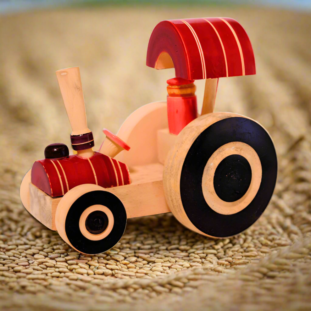 Wooden Tractor Big for Kids 1 Year+ (Random colour will be send) - Kids Bestie