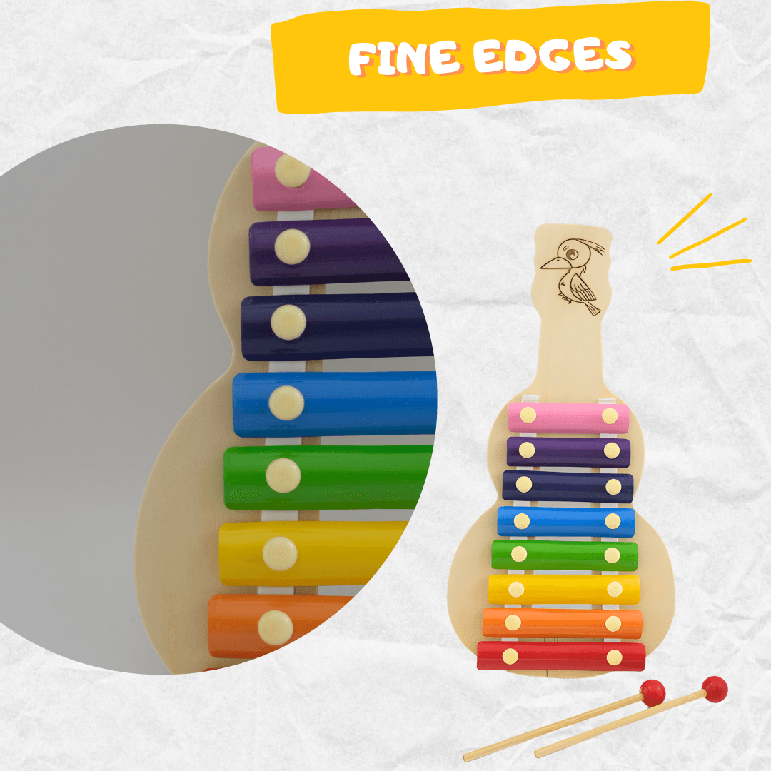 Wooden Xylophone Big Musical Toy Guitar Shaped 1 with 8 Note, Multicolour, 3+, 1 Xylophone, 2 Sticks Brand - Kids Bestie