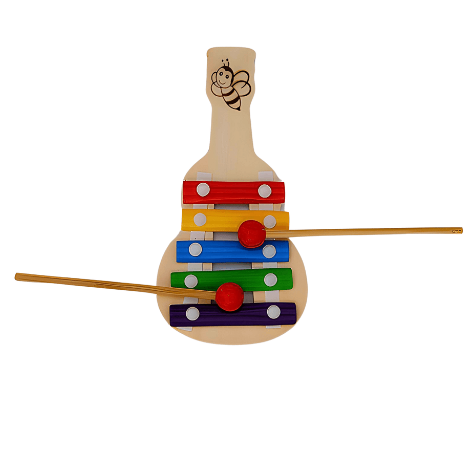Wooden Xylophone Musical Toy with 5 Note, Multicolour, 3+, 1 Xylophone, 2 Sticks(small) - Kids Bestie
