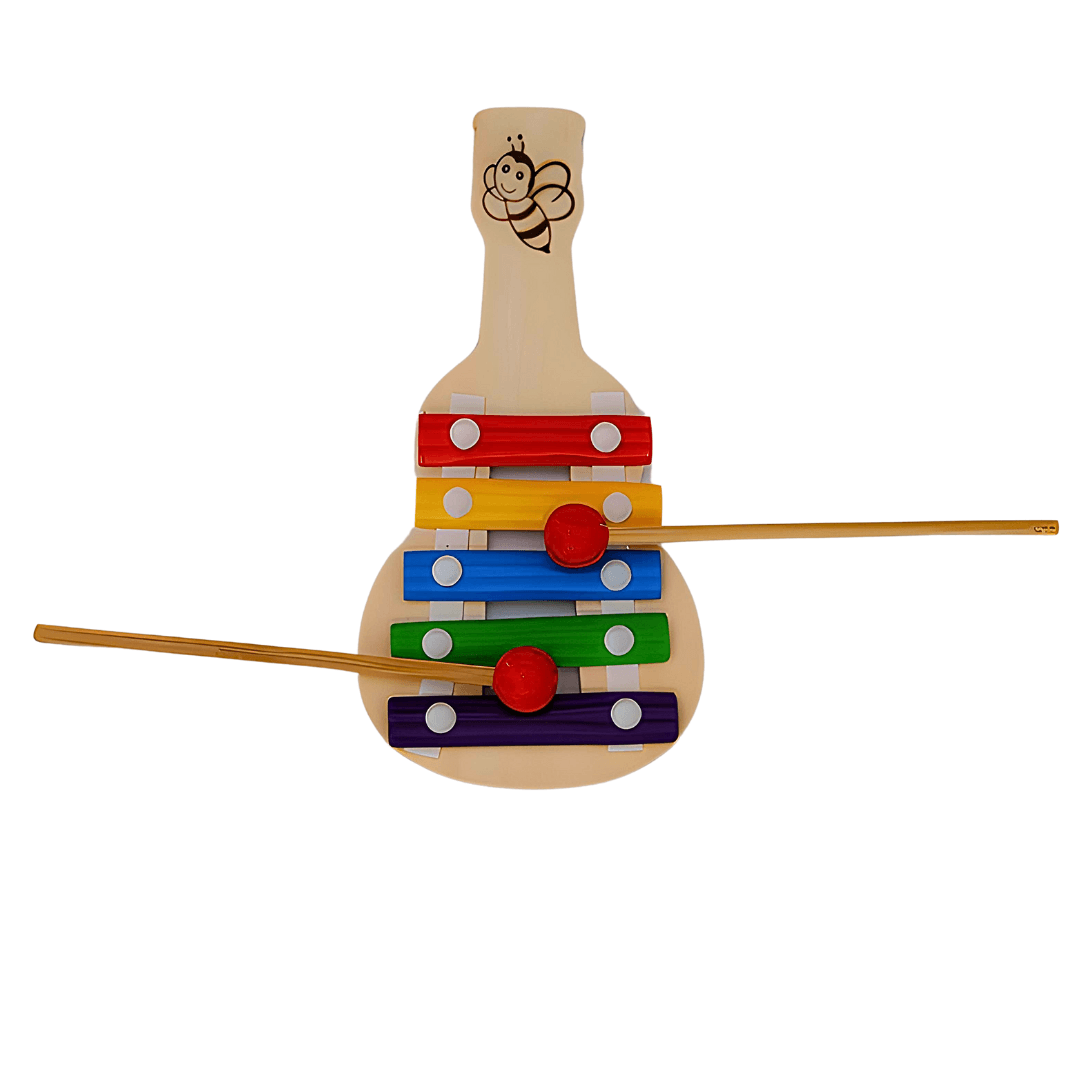 Wooden Xylophone Musical Toy with 5 Note, Multicolour, 3+, 1 Xylophone, 2 Sticks(small) - Kids Bestie
