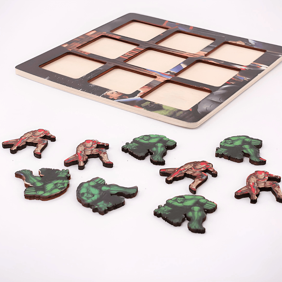 XOX Game Board-Hulk, ironman/unicorn, rainbow-1 Board(Random design will be send) - Kids Bestie